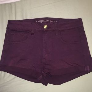 American Eagle denim shorts. Burgundy color!
